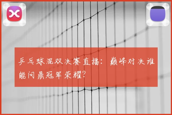 乒乓球混双决赛直播：巅峰对决谁能问鼎冠军荣耀？
